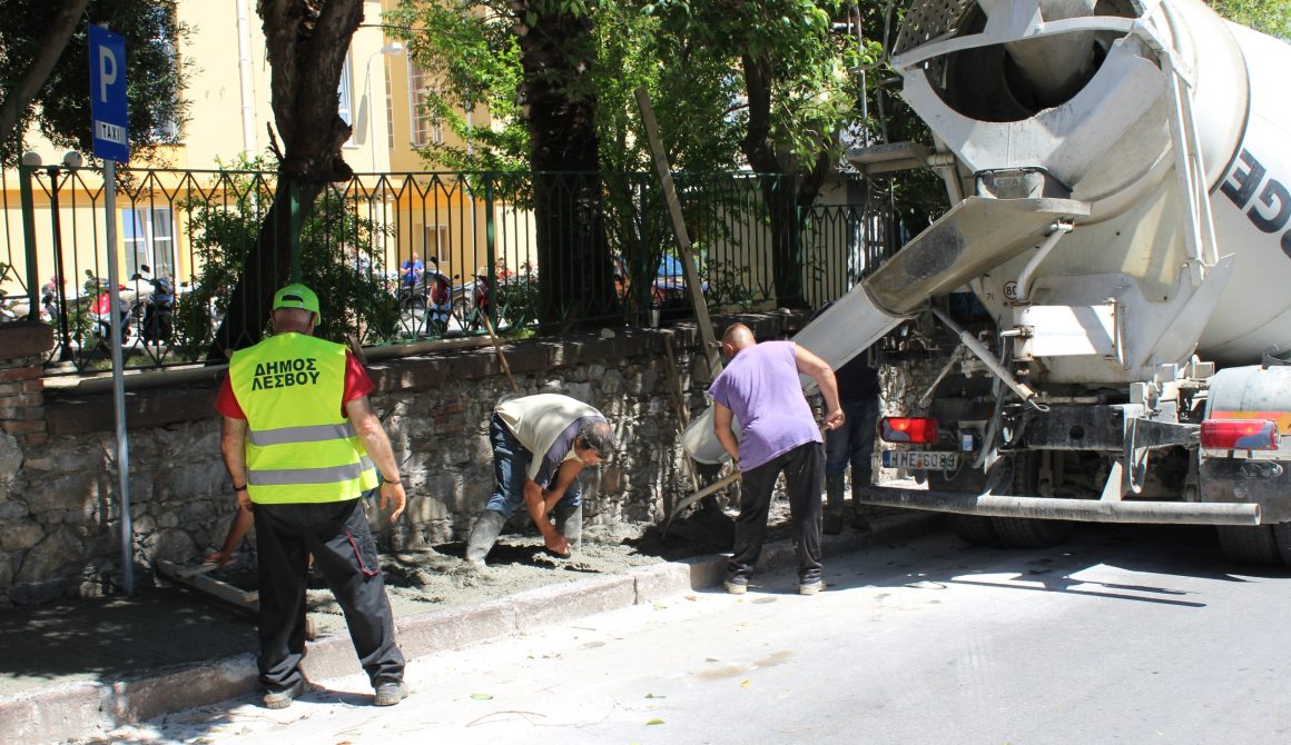 Διαμόρφωση, τσιμεντόστρωση και αποκατάσταση φθορών πεζοδρομίων στις δυο εισόδους του Βοστάνειου Νοσοκομείου Μυτιλήνης ( Ε. Βοστάνη και Θεοφίλου Χατζημιχαήλ) 