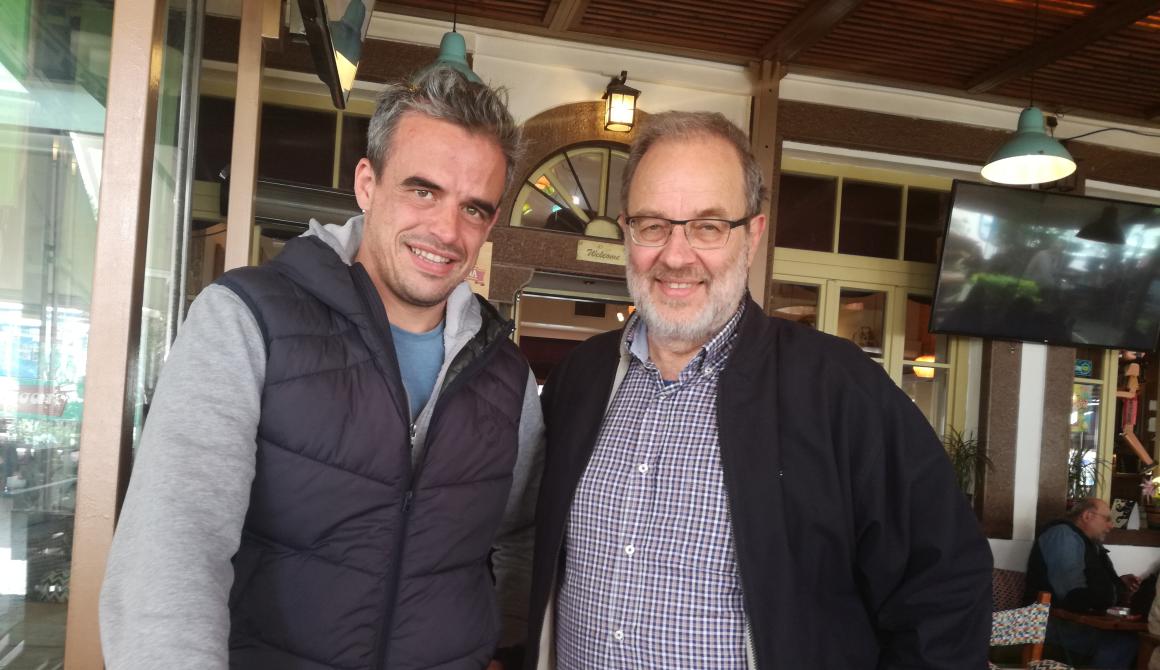 Ο υποψήφιος Περιφερειάρχης Παναγιώτης Χριστόφας με τον υποψήφιο Δήμαρχο Δυτικής Λέσβου Στρατή Ζαφείρη ή όταν η νιότη συναντά την εμπειρία και τις ιδέες ενός δημιουργικού τεχνοκράτη. 