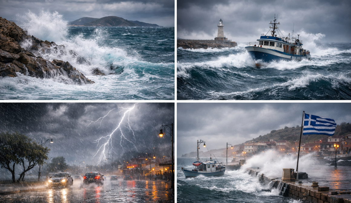 Ισχυροί άνεμοι και κακοκαιρία πλήττουν το Αιγαίο, με φουρτουνιασμένες θάλασσες και έντονα φαινόμενα να επηρεάζουν τη Λέσβο και το Βόρειο Αιγαίο.