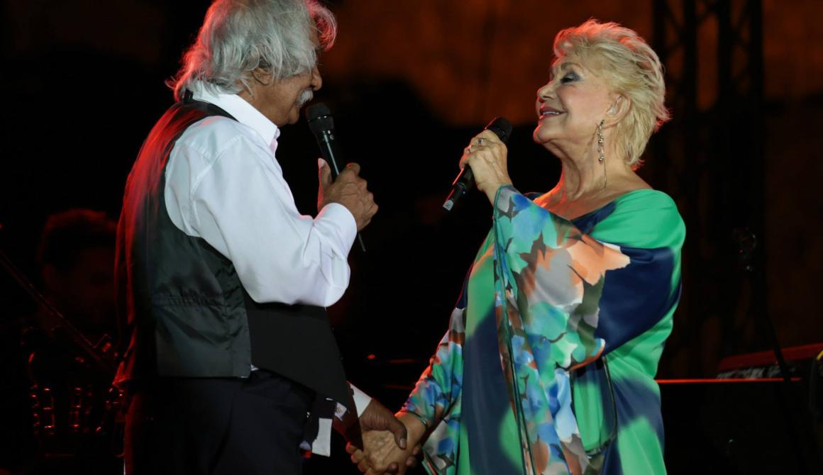 ● Marinella and Kostas Hatzis at the Castle Theatre in Mytilene  Photo credit: Petros Tsakmakis 